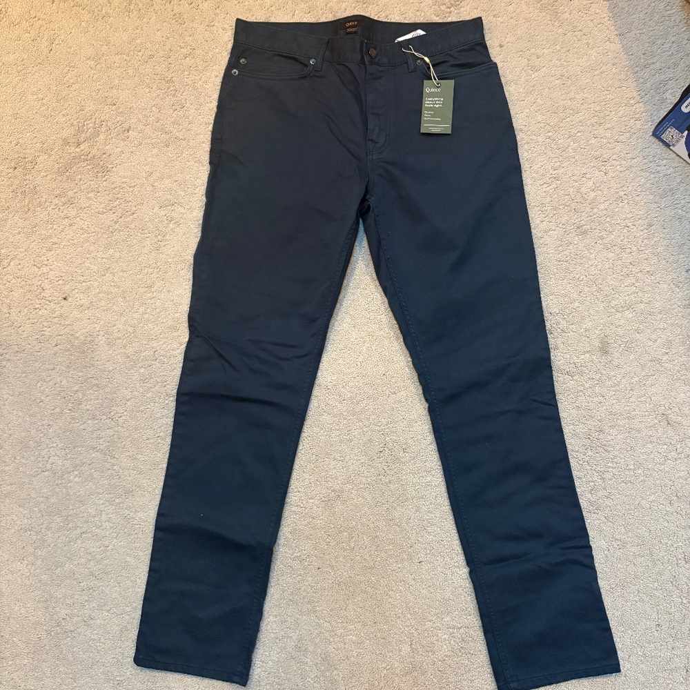 Quince Friendly Stretch Traveler 5 pocket pants Navy 32x32